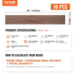 Baldosas Vinilo Autoadhesivas 48x7.3cm - Suelo DIY Madera