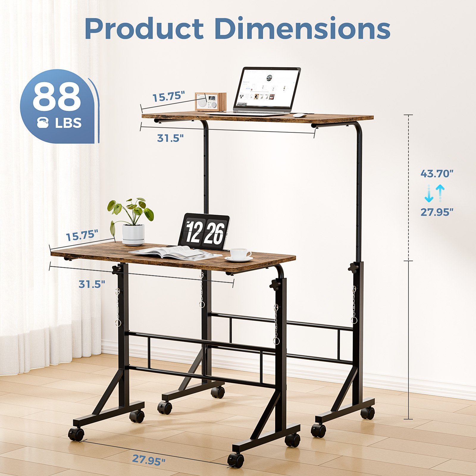 Mesa Móvil Ajustable 80cm - Escritorio Flexible - Imagen 2