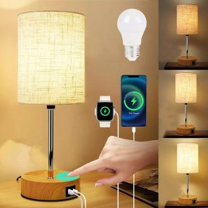 Lámpara de Mesilla con Control Táctil y Carga USB