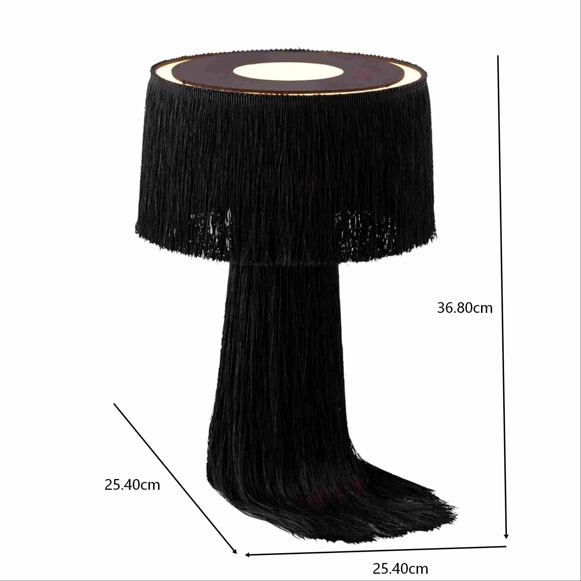 Lámpara de Mesa Atolla Negra con Borla - Diseño Elegante - Imagen 2