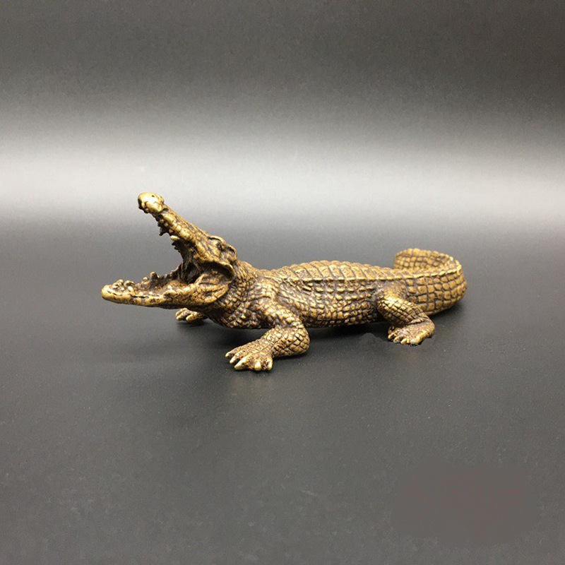 Quemador de Incienso Cocodrilo Cobre Artesanal - Imagen 2
