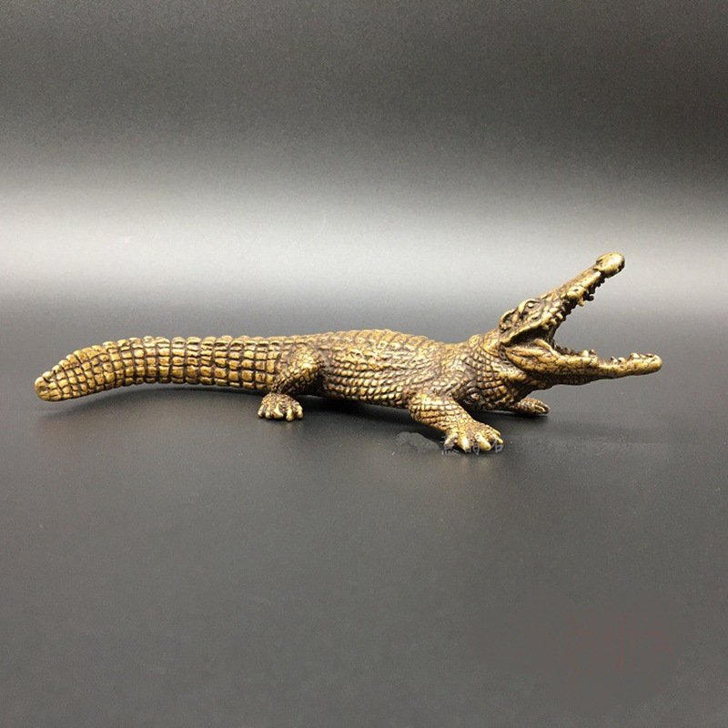 Quemador de Incienso Cocodrilo Cobre Artesanal - Imagen 3